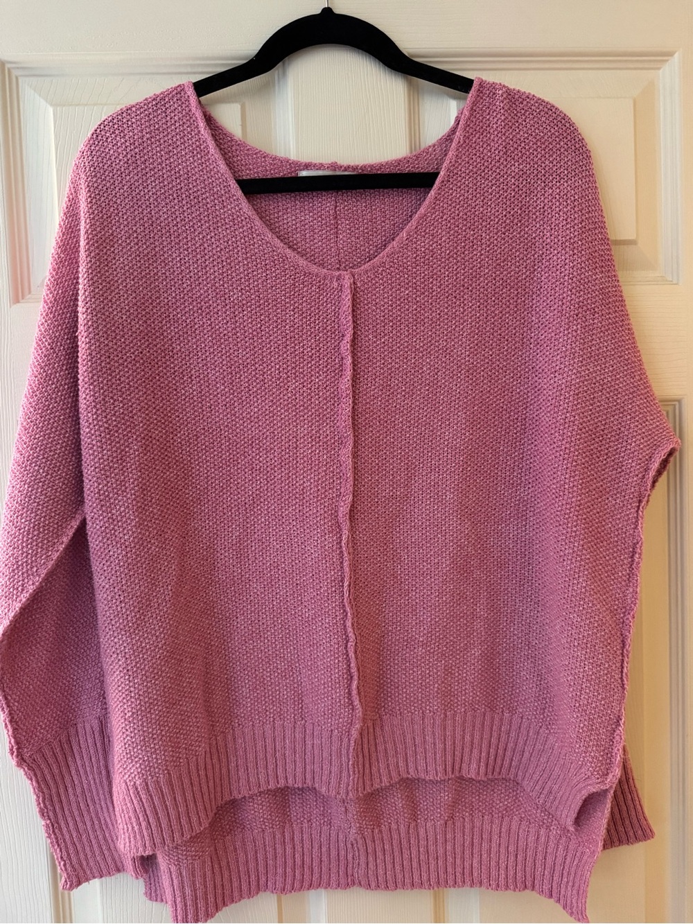 Zenana Outfitters Scoop-Neck Relaxed Sweater in Rose Pink